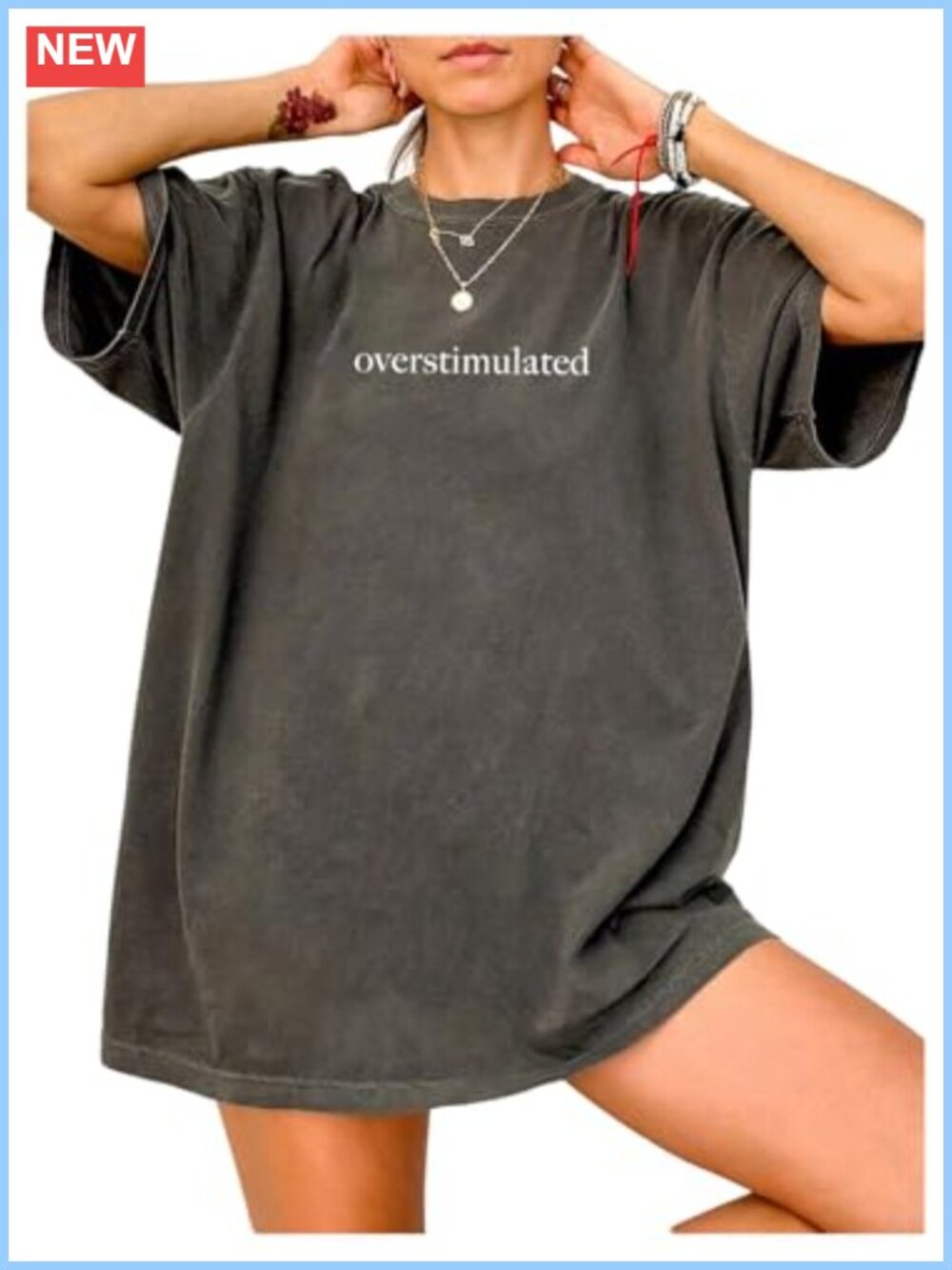 Oversized Letter Print Graphic Tee Womens Short Sleeve Casual Streetwear